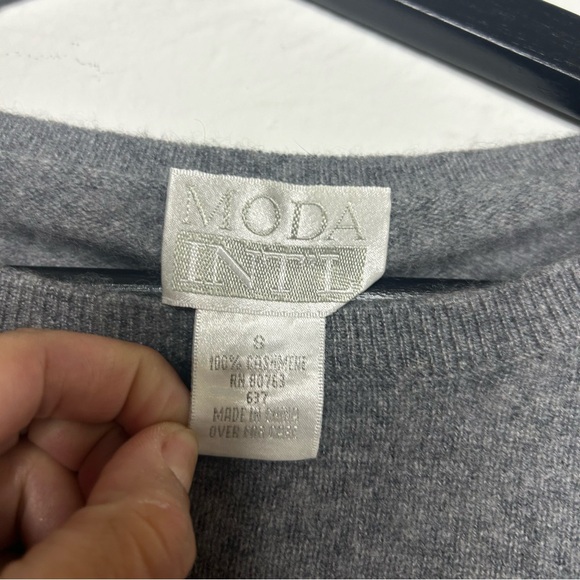 100% CASHMERE Sweater Grey Moda INTL size Small - Picture 6 of 8